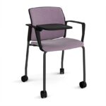 DAMS Santana 4 leg mobile chair with fabric seat and back, with castors, arms and writing tablet - made to order-0