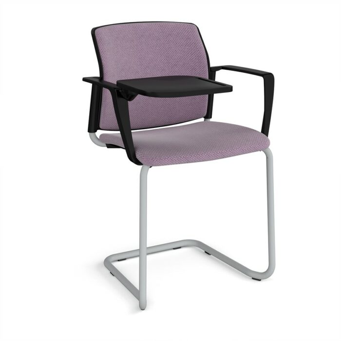 DAMS Santana cantilever chair with fabric seat, back, arms and writing tablet - made to order-29230