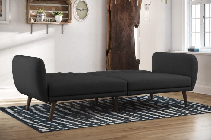 Dorel Novogratz Brittany Sofa Bed Wooden Legs - Linen - Dark Grey-31610