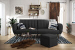 Dorel Novogratz Brittany Sofa Bed Wooden Legs - Linen - Dark Grey-31659