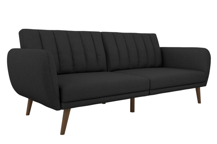 Dorel Novogratz Brittany Sofa Bed Wooden Legs - Linen - Dark Grey-0