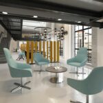 DAMS Juna fully upholstered high back lounge chair with 4 star aluminium swivel base with auto return - made to order-30102