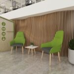 DAMS Juna fully upholstered high back lounge chair with 4 oak wooden legs - made to order-30108