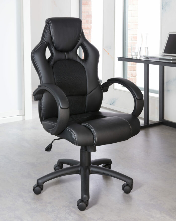 Dorel Alphason Daytona Faux Leather Racing Chair - Black-30270