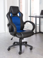 Dorel Alphason Daytona Faux Leather Racing Chair - Black With Blue Insert-30280