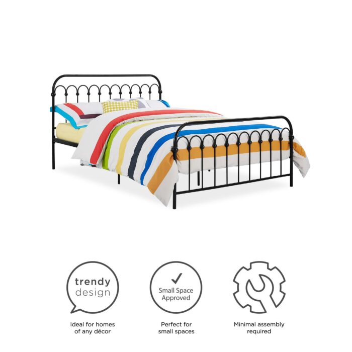 Dorel Novogratz Bright Pop Metal Bed - Double - Black-31704