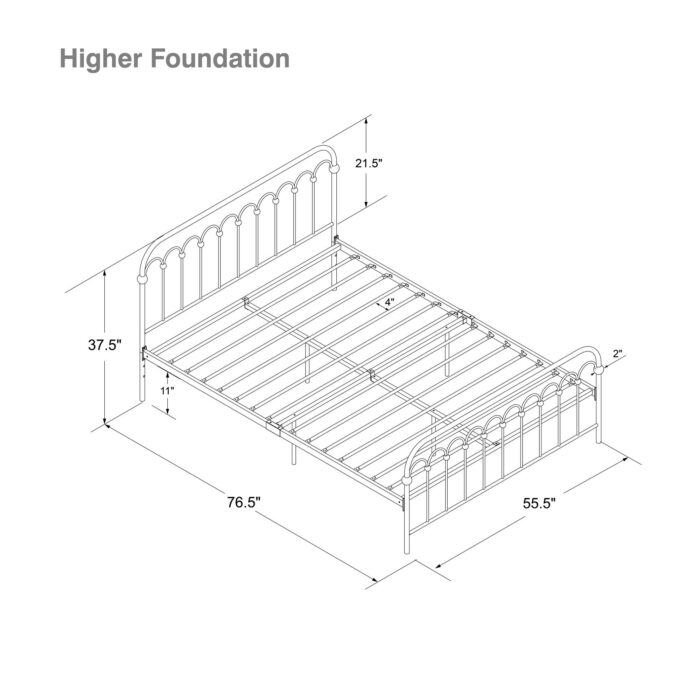 Dorel Novogratz Bright Pop Metal Bed - Double - Black-31706