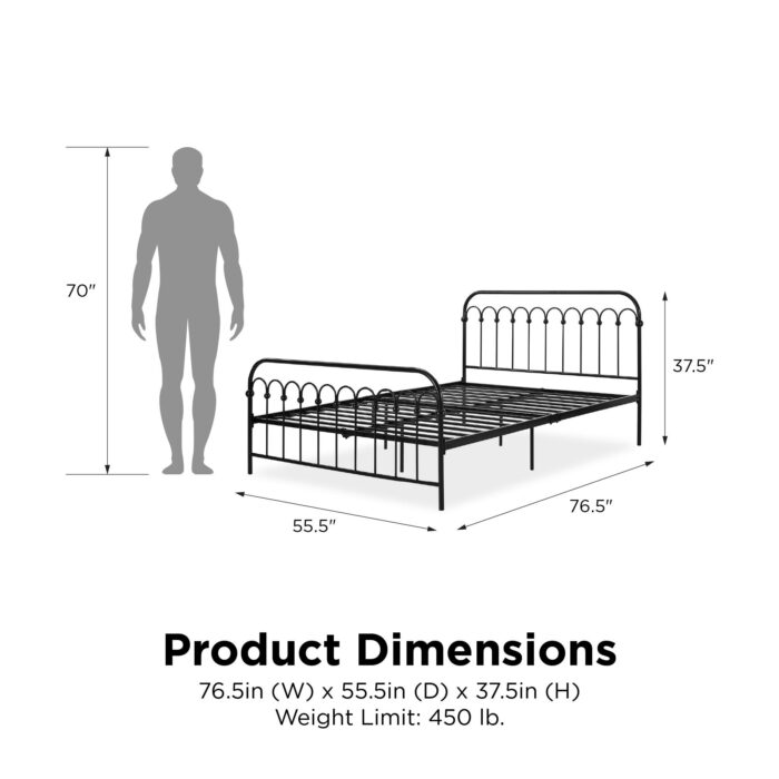 Dorel Novogratz Bright Pop Metal Bed - Double - Black-31701