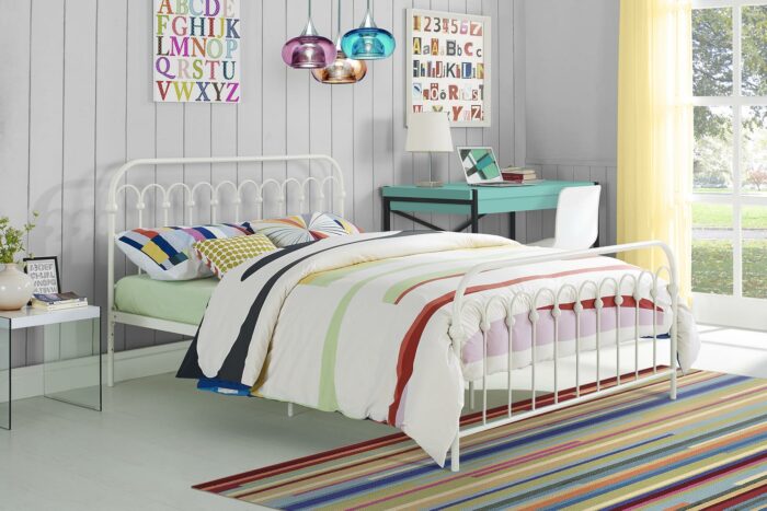 Dorel Novogratz Bright Pop Metal Bed - Double - White-31725