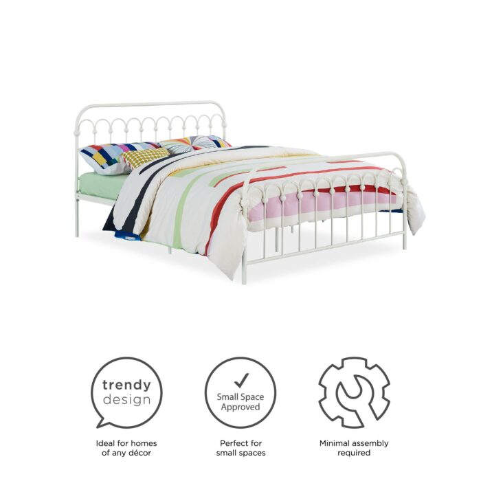 Dorel Novogratz Bright Pop Metal Bed - Double - White-31720