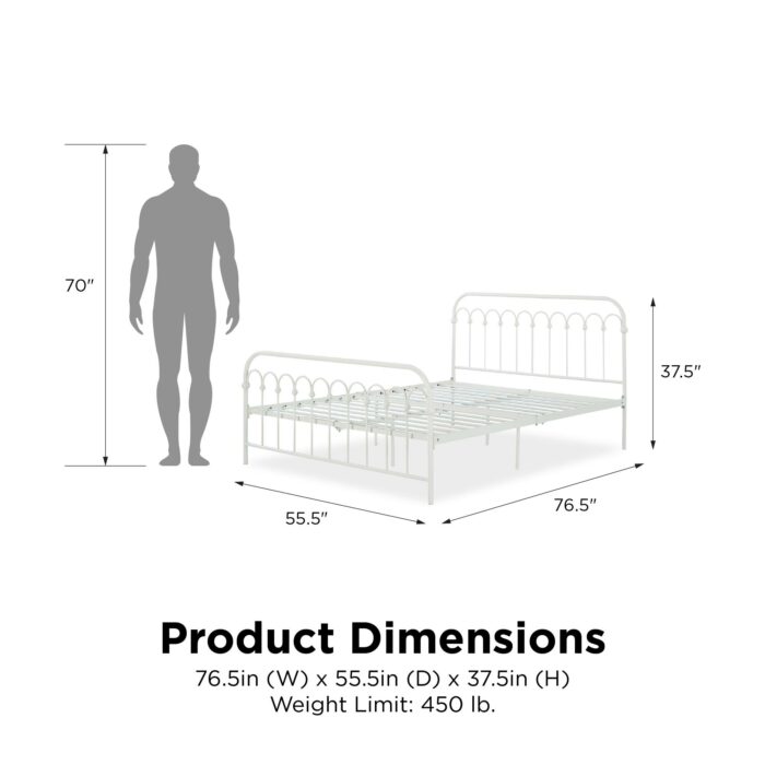 Dorel Novogratz Bright Pop Metal Bed - Double - White-31722