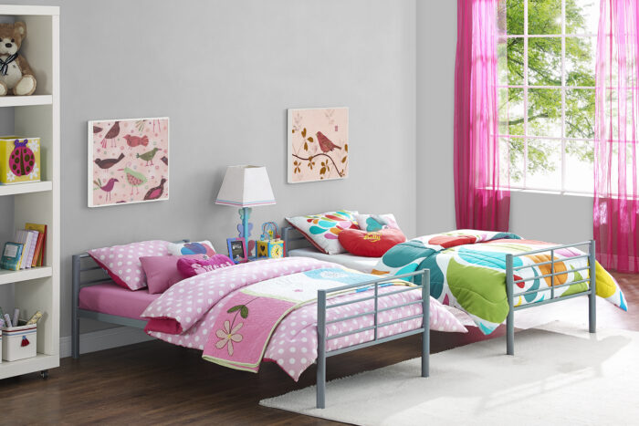 Dorel Bunk Bed Convertible - Single over Single - Silver Grey-31485
