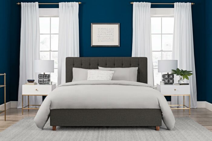 Dorel Emily Upholstered Linen Bed - Double - Grey-30692