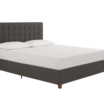 Dorel Emily Upholstered Linen Bed - Double - Grey-0