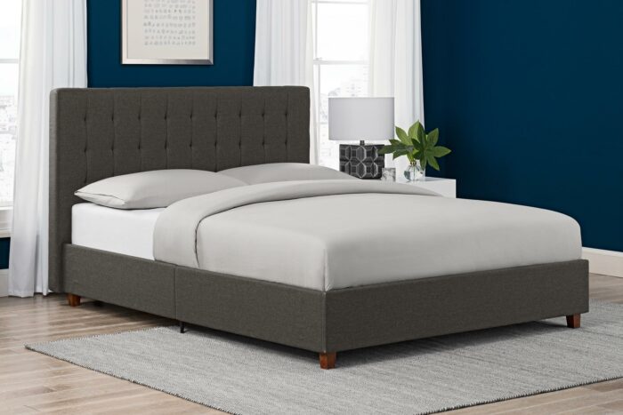 Dorel Emily Upholstered Linen Bed - King - Grey-30755