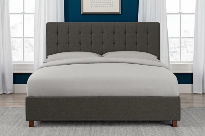 Dorel Emily Upholstered Linen Bed - King - Grey-30770