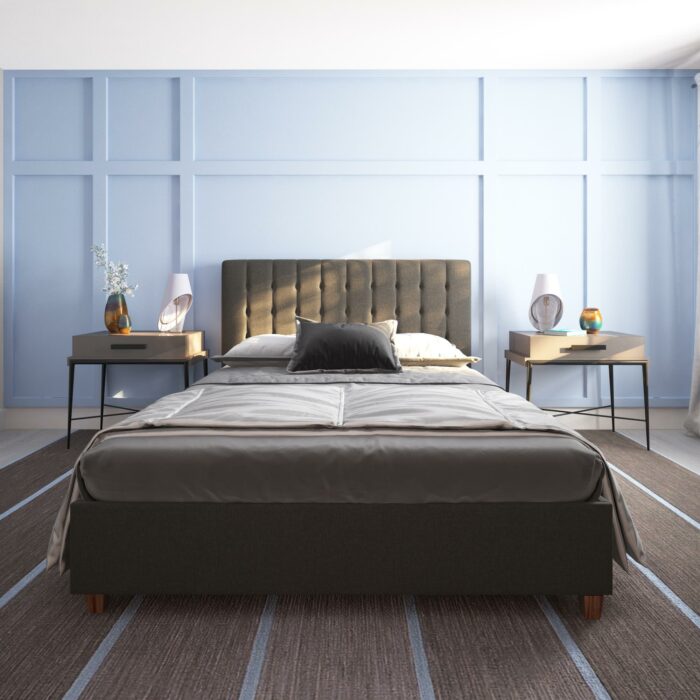 Dorel Emily Upholstered Linen Bed - King - Grey-30777