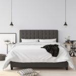 Dorel Emily Upholstered Linen Bed - King - Grey-30773