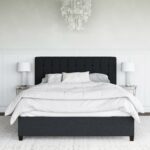 Dorel Emily Upholstered Linen Bed - King - Grey-30786