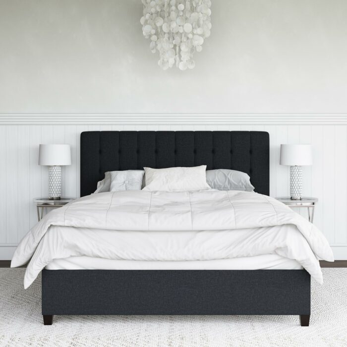 Dorel Emily Upholstered Linen Bed - King - Grey-30786