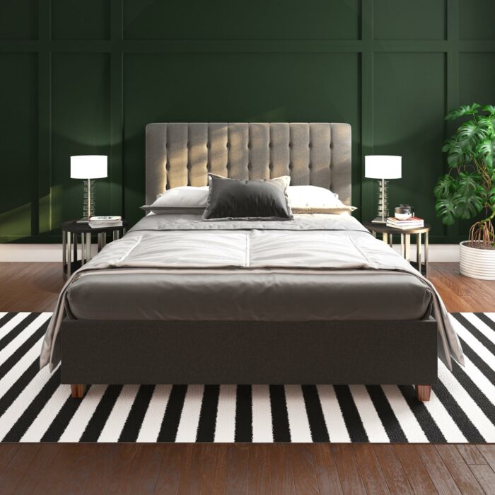 Dorel Emily Upholstered Linen Bed - King - Grey-30788