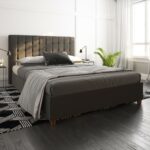 Dorel Emily Upholstered Linen Bed - King - Grey-30790