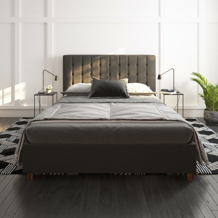 Dorel Emily Upholstered Linen Bed - King - Grey-30783
