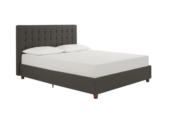 Dorel Emily Upholstered Linen Bed - King - Grey-30758