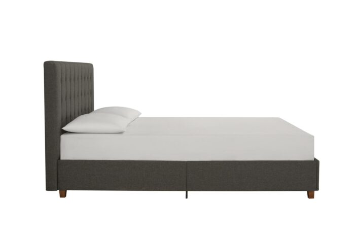 Dorel Emily Upholstered Linen Bed - King - Grey-30757