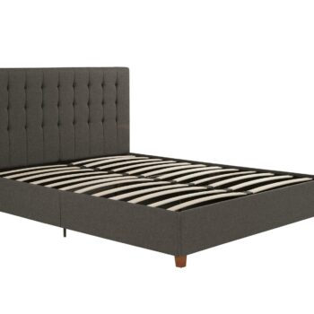 Dorel Emily Upholstered Linen Bed - King - Grey-0