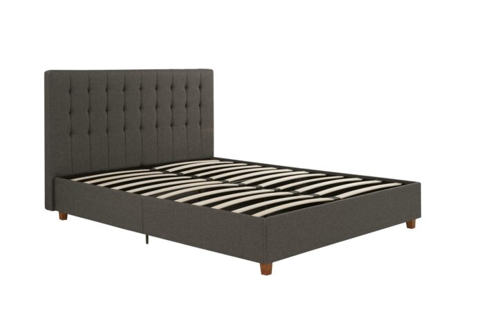 Dorel Emily Upholstered Linen Bed - King - Grey-0
