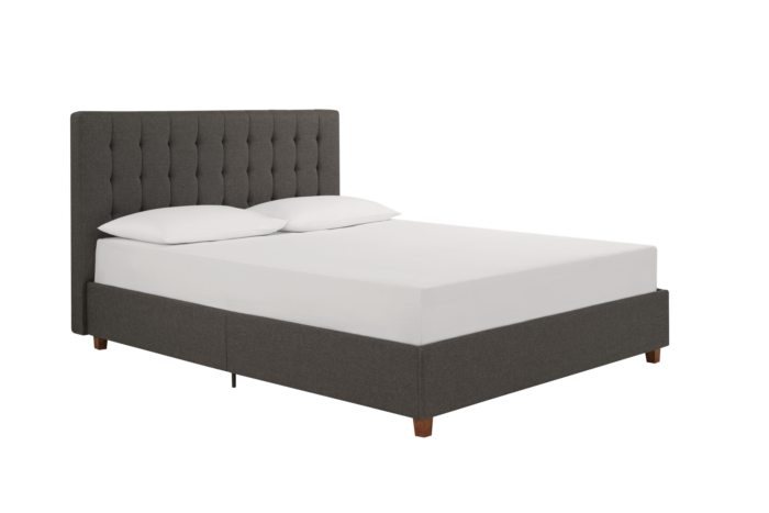 Dorel Emily Upholstered Linen Bed - King - Grey-30796