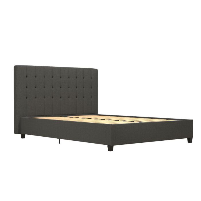 Dorel Emily Upholstered Linen Bed - King - Grey-30764