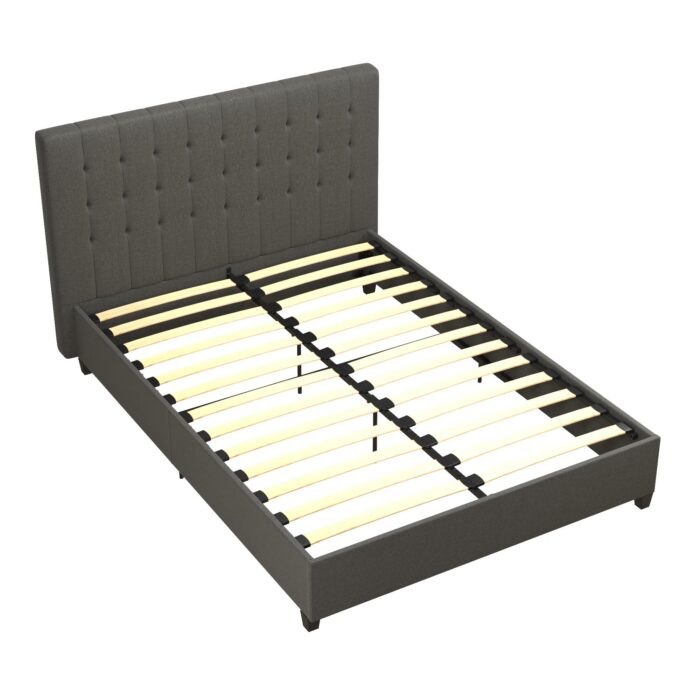 Dorel Emily Upholstered Linen Bed - King - Grey-30771
