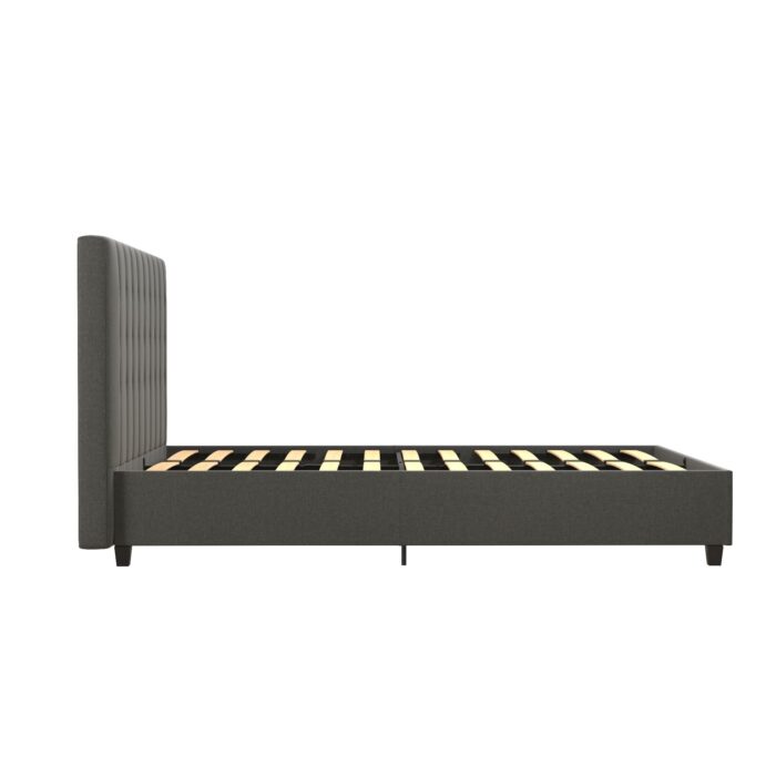 Dorel Emily Upholstered Linen Bed - King - Grey-30761