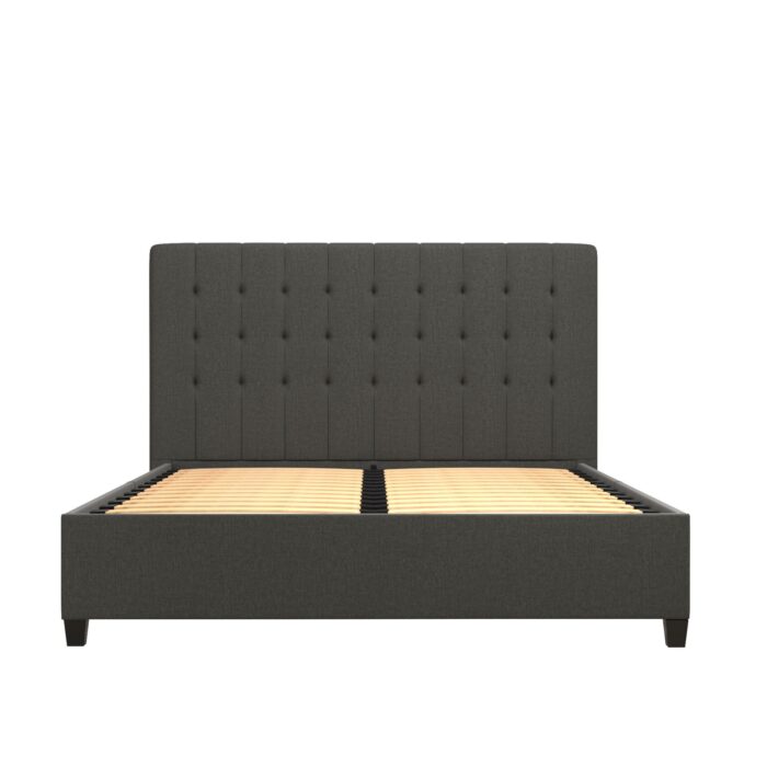Dorel Emily Upholstered Linen Bed - King - Grey-30769