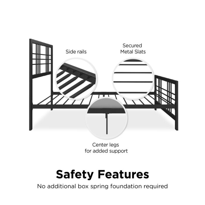 Dorel Burbank Metal Bed - Single - Black-30591