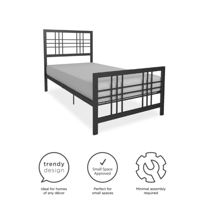 Dorel Burbank Metal Bed - Single - Black-30590