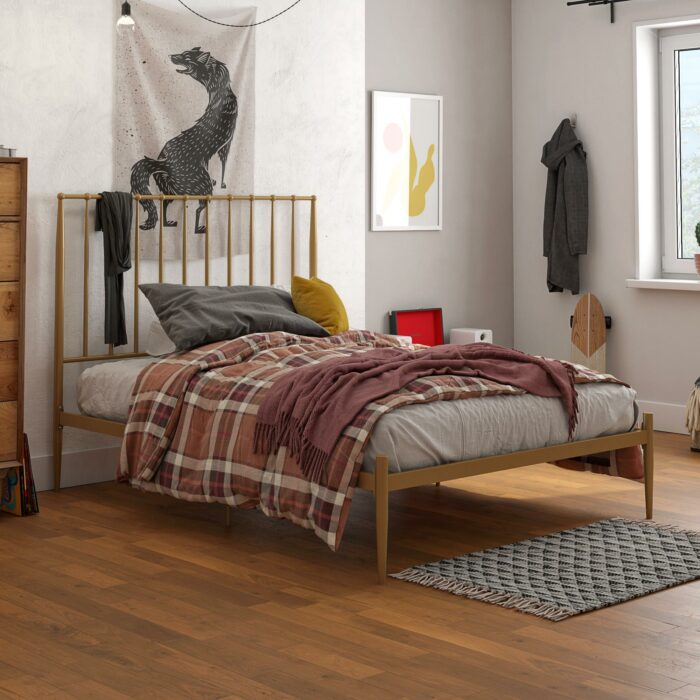 Dorel Giulia Modern Metal Bed - Double - Gold-30832