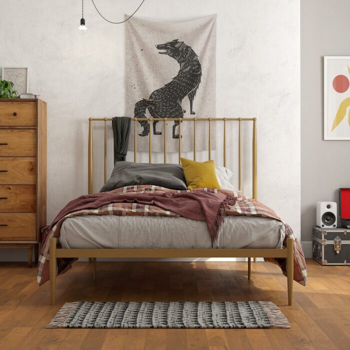 Dorel Giulia Modern Metal Bed - Double - Gold-30837