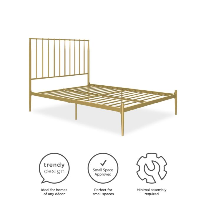 Dorel Giulia Modern Metal Bed - Double - Gold-30823