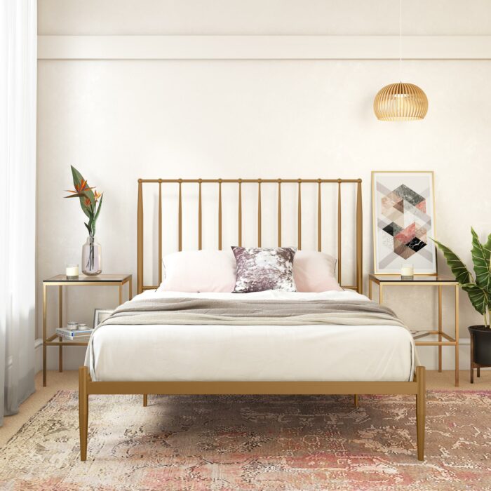 Dorel Giulia Modern Metal Bed - Double - Gold-30831