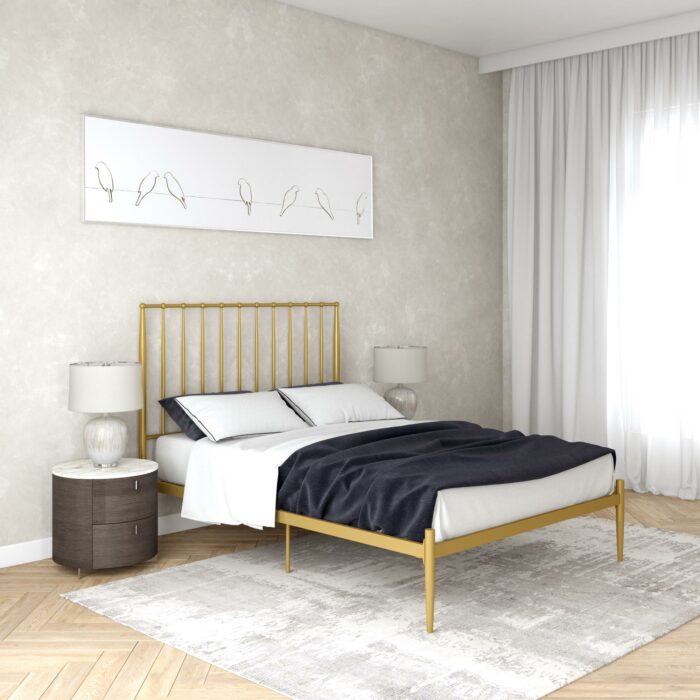 Dorel Giulia Modern Metal Bed - Double - Gold-30836