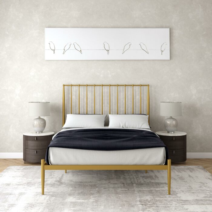 Dorel Giulia Modern Metal Bed - Double - Gold-30833