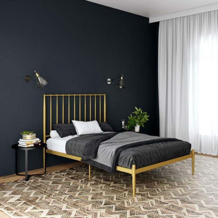 Dorel Giulia Modern Metal Bed - Double - Gold-30835