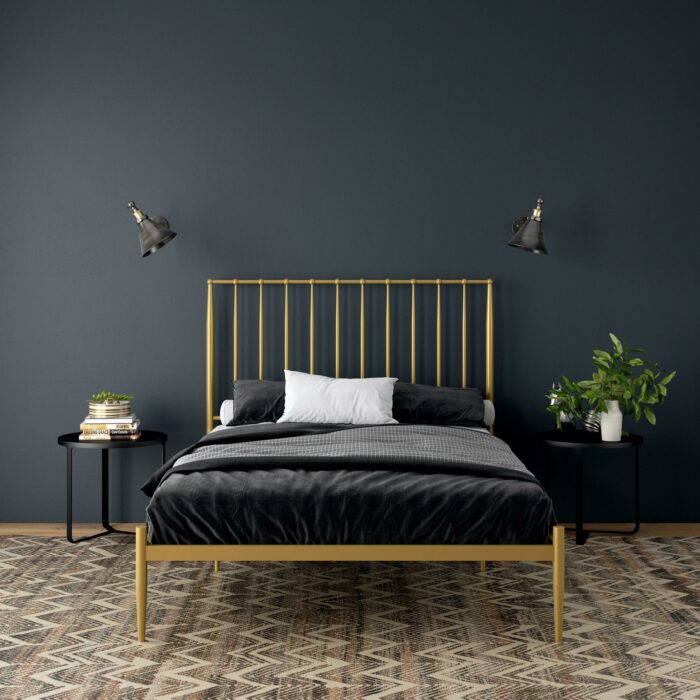 Dorel Giulia Modern Metal Bed - Double - Gold-30834
