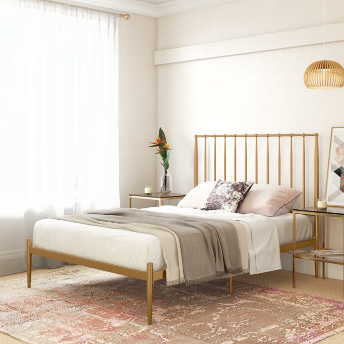 Dorel Giulia Modern Metal Bed - King - Gold-31038