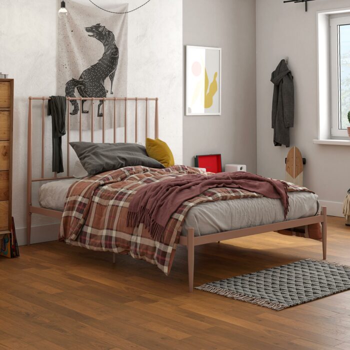 Dorel Giulia Modern Metal Bed - Double - Millennial Pink-30887
