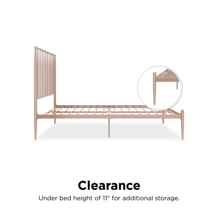 Dorel Giulia Modern Metal Bed - Double - Millennial Pink-30875
