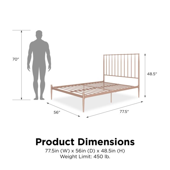 Dorel Giulia Modern Metal Bed - Double - Millennial Pink-30877